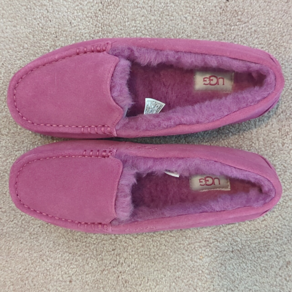 NEW UGG Australia Womens Ansley Suede Mocassin Slipper Fuchsia Pink - Picture 3 of 7